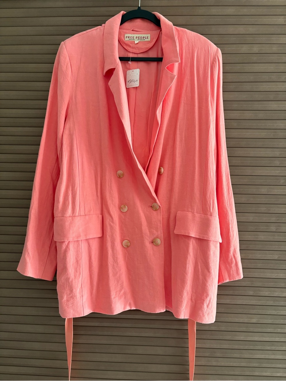 Free People Coral Double-Breasted Blazer